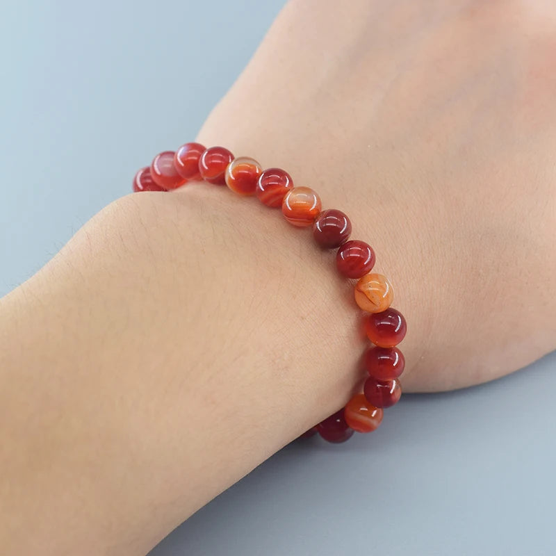 Red Stripe Agate Bracelet