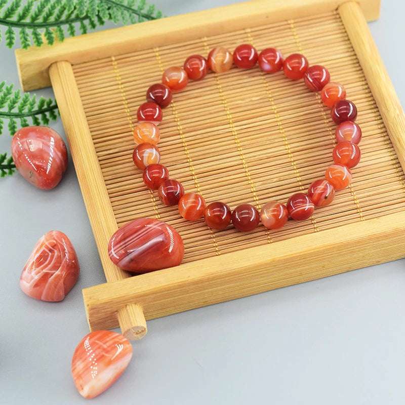 Red Stripe Agate Bracelet