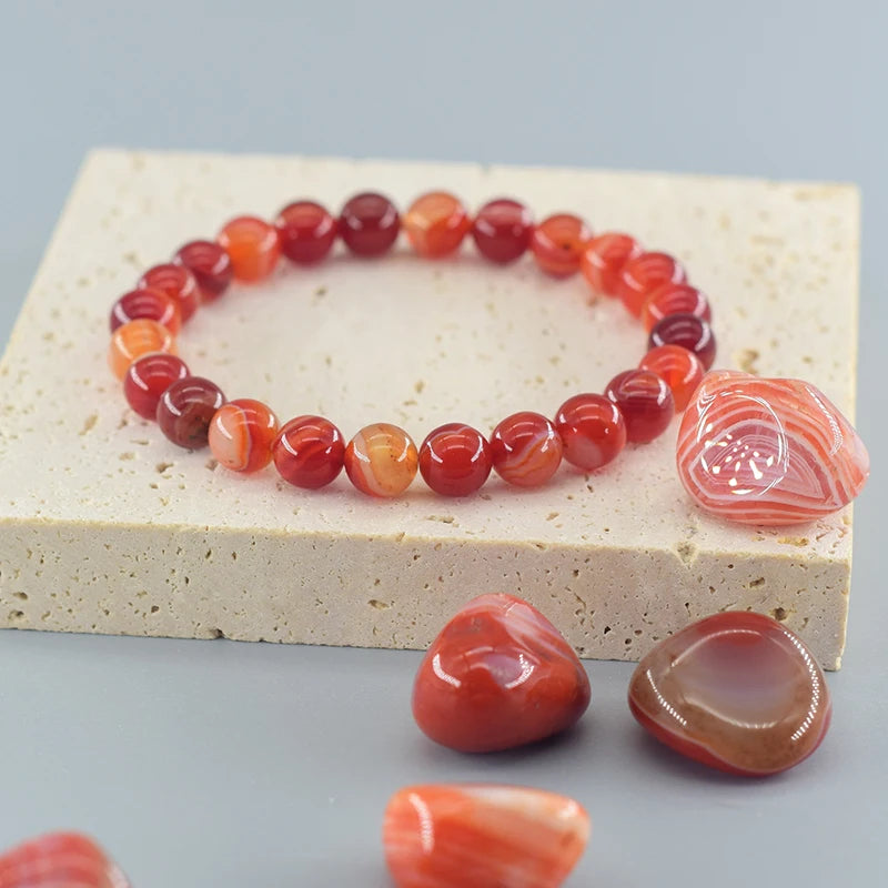 Red Stripe Agate Bracelet